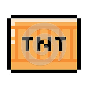 Pixel 8-bit TNT Dynamite Object as Video Game Style Element Vector Illustration