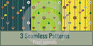Pixel animals in patterns