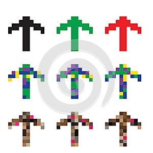 Pixel arrow icon, 8 bit computing pointer, retro style directional cursor, bit arrow