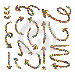 Pixel arrow icon, 8 bit computing pointer, retro style directional cursor, bit arrow