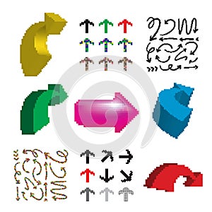 Pixel arrow icon, 8 bit computing pointer, retro style directional cursor, bit arrow