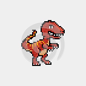 Pixel art 8 bit cartoon T Rex Tyrannosaurus dinosaur character