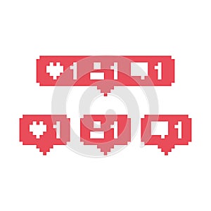 Pixel art 8-bit Social media like comment friend bubble - isolated vector illustration