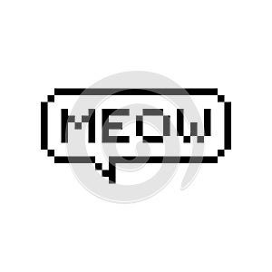 Pixel art 8-bit style text bubble Meow - isolated vector illustration