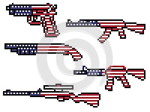 Pixel art american flag gun