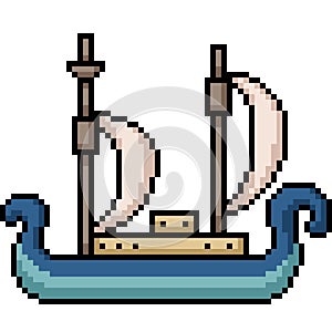 pixel art of ancient ship side