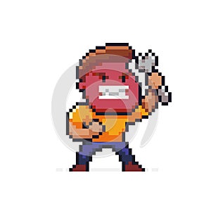 Pixel art angry mechanic