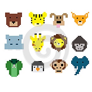 Pixel art animal faces