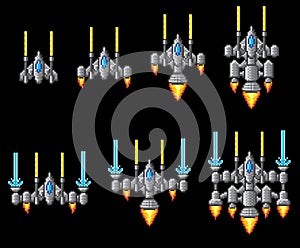 Pixel Art Arcade Video Game Spaceship