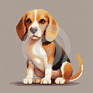 Pixel Art Beagle Dog Illustration In 8bit Style
