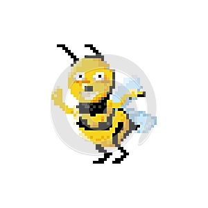 Pixel art bee. Vector illustration decorative design
