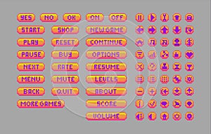 Pixel art bright buttons.