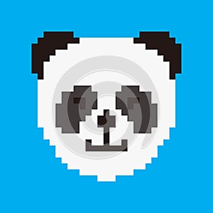 Pixel art character panda 8 bit pixel art black and white bear isolated on white background. Chinese endangered species symbol.