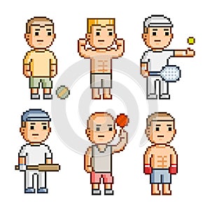 Pixel art collection athletes