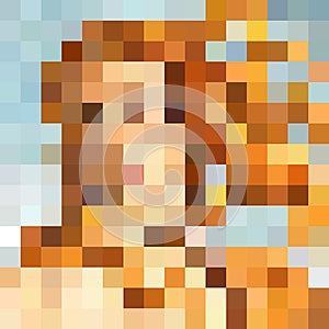 Pixel art colorful abstract background. Interpretation of Venus, famous painting by Sandro Botticelli. Modern vector Illustration