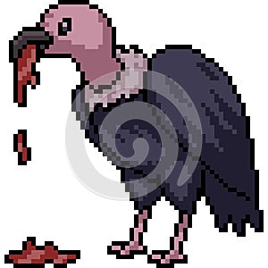 pixel art of condor eat meat