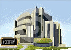 Pixel art corporation. Vector illustration decorative design