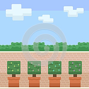 pixel art cube plant wall