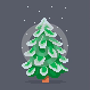 Pixel art decorated christmas tree.