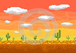 Pixel art desert seamless background. photo
