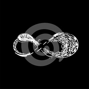 Pixel art design of the infinity logo vector illustration.