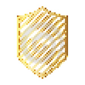 Pixel art design of shield. Vector illustration