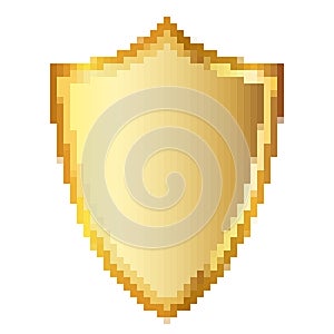 Pixel art design of shield. Vector illustration