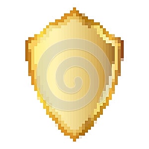 Pixel art design of shield. Vector illustration