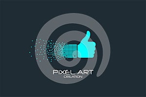 Pixel art of the thumb up logo. photo
