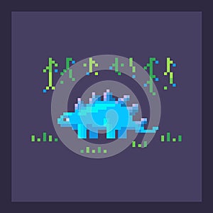 Pixel art dinosaur in nature