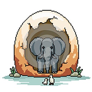 pixel art elephant egg hatch