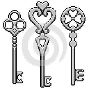 Pixel art fantasy metal key