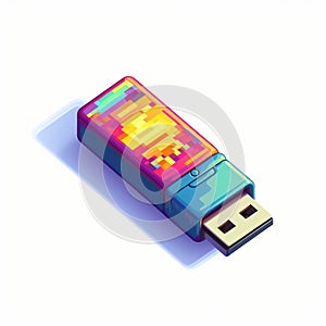 Pixel Art Flash Drive With Vibrant Colors By Pixelplantmaster