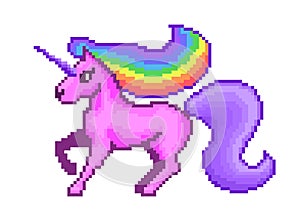 Pixel art pink unicorn