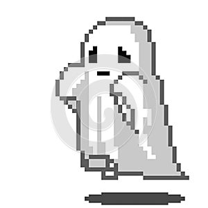 Pixel art ghosts. Halloween retro 8 bit pixel ghosts illustration. Vector wraith or specters collection for happy