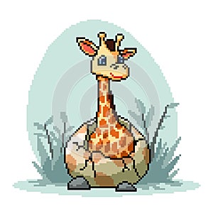 pixel art giraffe egg hatch