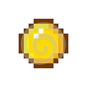 Pixel art golden coin retro video game. Vector illustration.