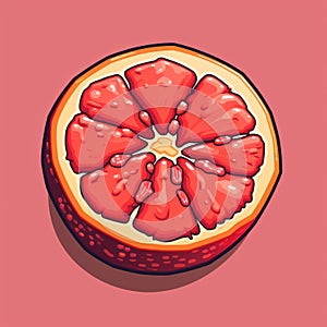 Pixel Art Grapefruit: 8-bit Style Game Item