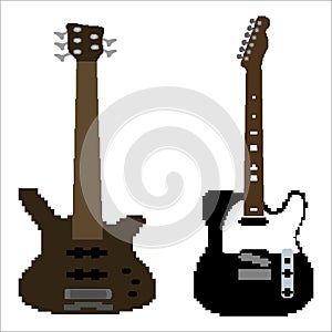 Pixel art guitar vector set