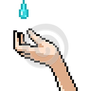 Pixel art hand water drop