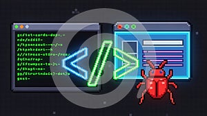 Pixel Art Coding Bug and Code Interface