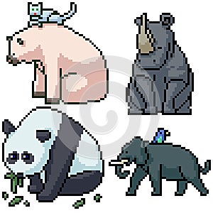 Pixel art isolated big mammal