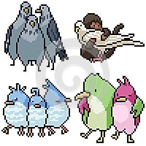 Pixel art isolated bird friend