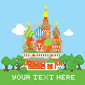 Pixel art isolated vector church