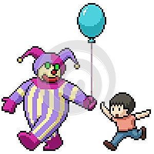 Pixel art jester themepark kid