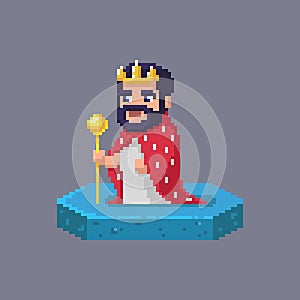 Pixel art king character. Fairytale personage