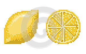 Pixel art Lemon icon. 32x32 pixels. illustration on a white background.
