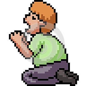 Pixel art man beg pray