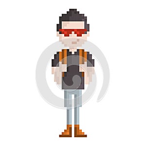 Pixel art man fashion. Vector illustration decorative design