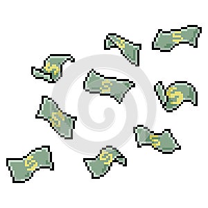 Pixel art money flying gone